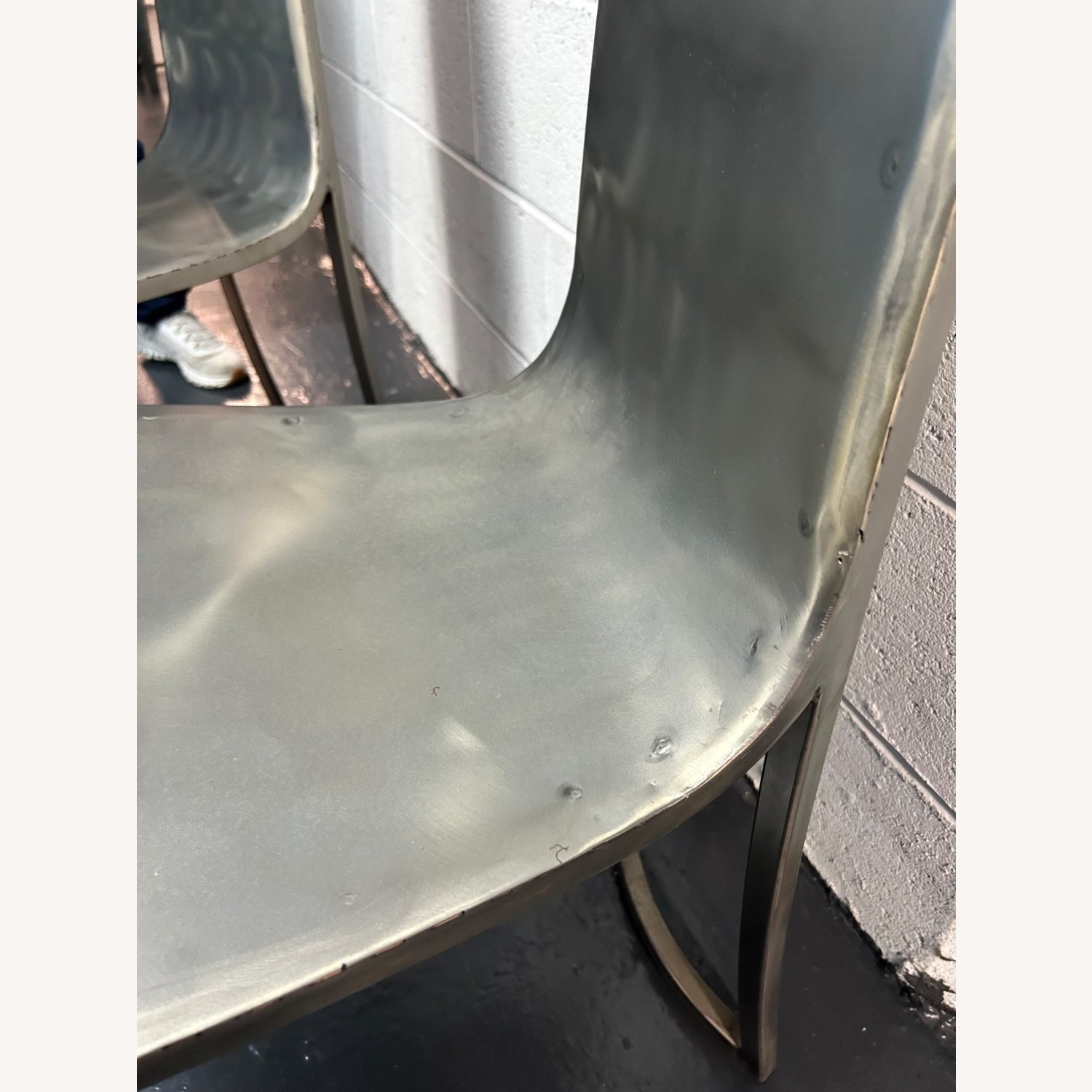 '90's Handmade Brushed Steel Sculptural Chairs - image-3