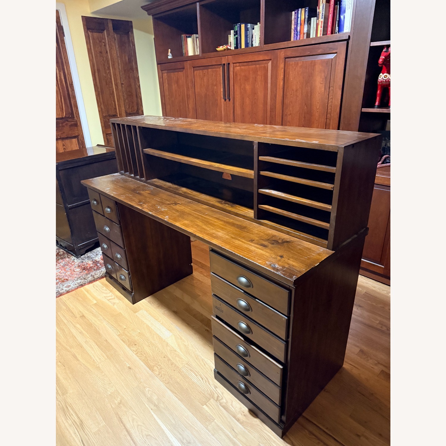 Pottery Barn Printer's Dark Brown Wood Desk - image-2