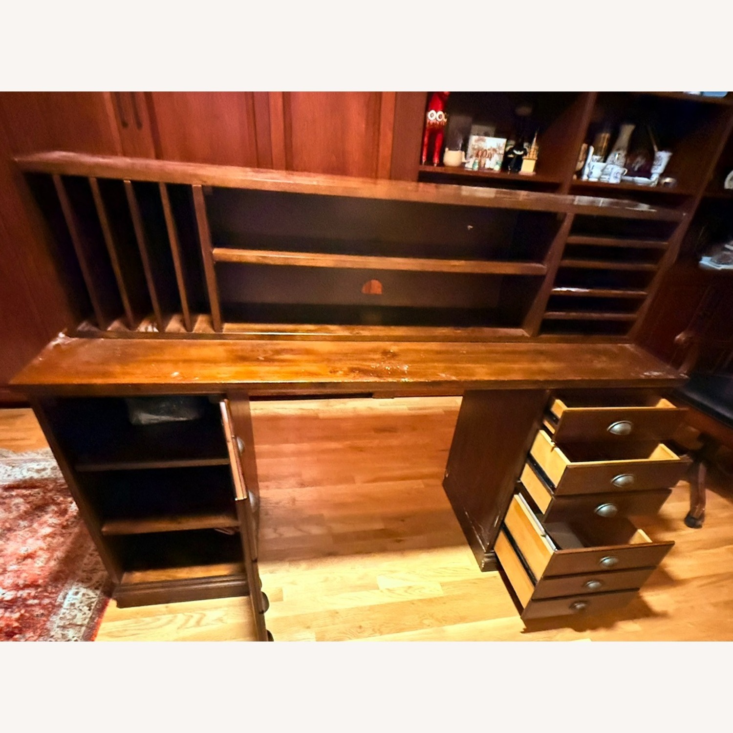 Pottery Barn Printer's Dark Brown Wood Desk - image-3