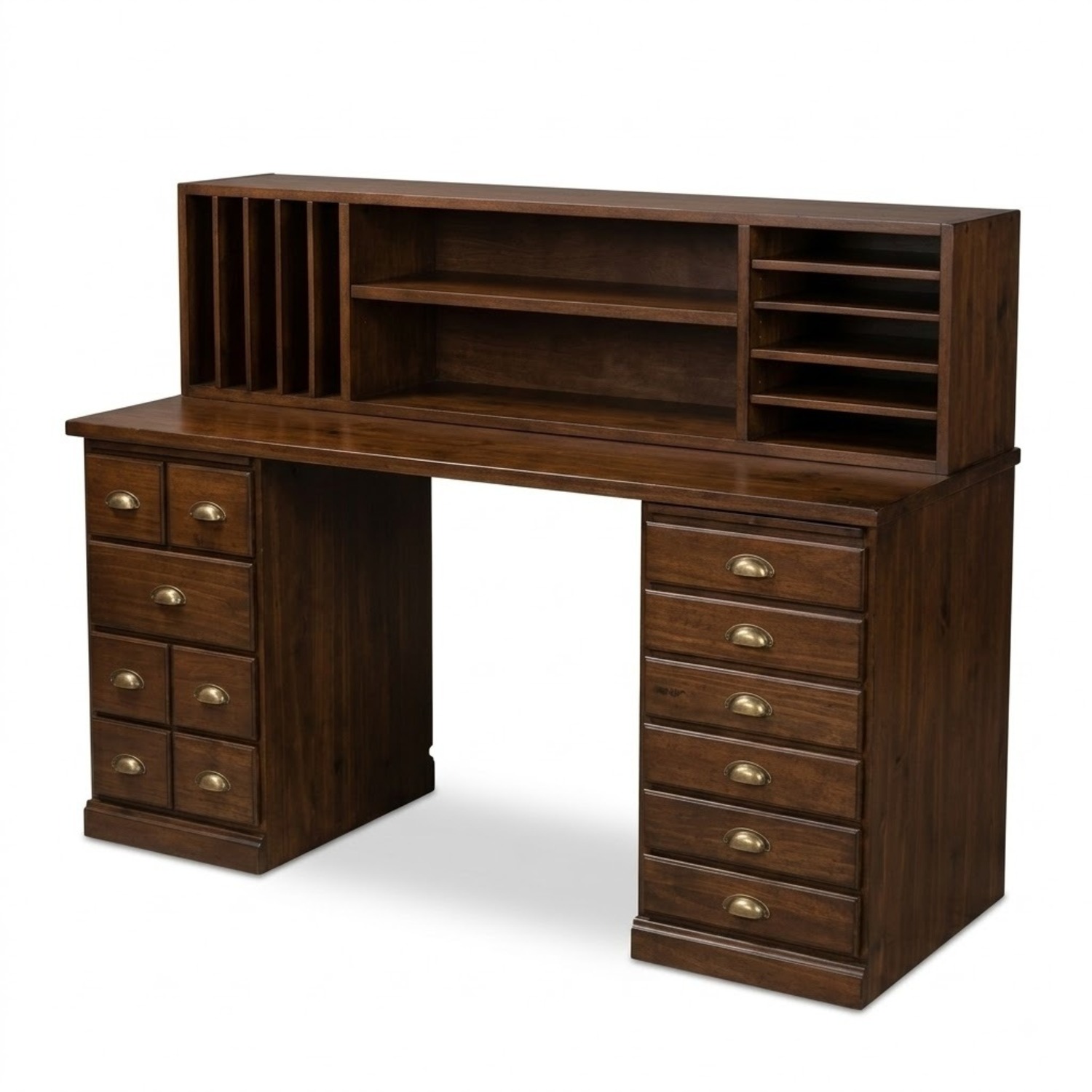 Pottery Barn Printer's Dark Brown Wood Desk - image-4