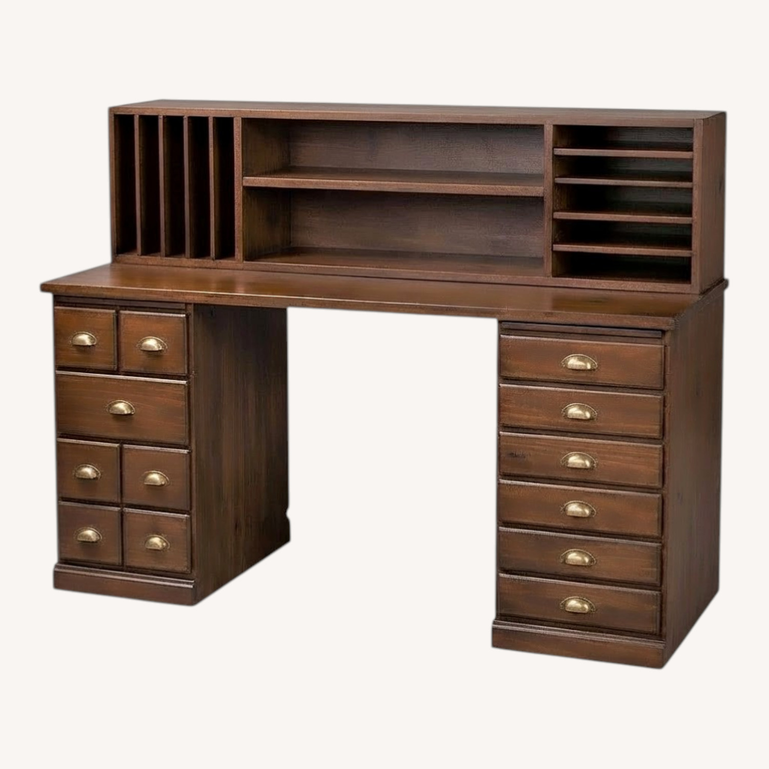 Pottery Barn Printer's Dark Brown Wood Desk - image-0