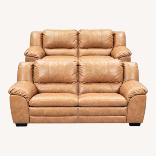 Used 2 Piece Tan Leather Couch Set for sale on AptDeco