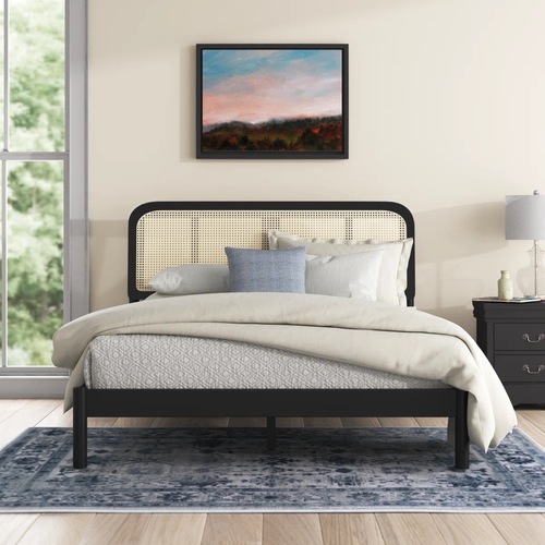 Used Wayfair Black Wood Queen Bed for sale on AptDeco