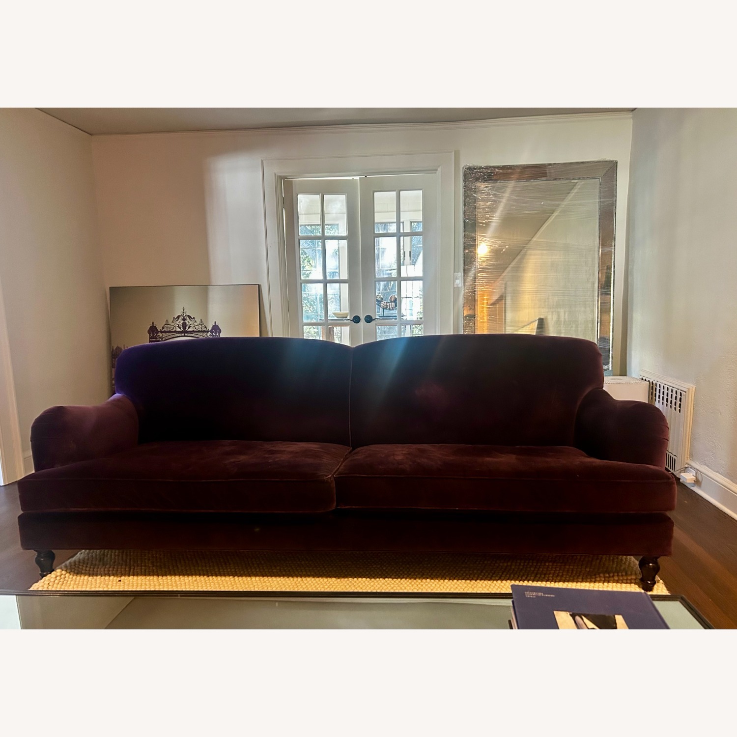 Purple Velvet 3 Seater Sofa - image-2