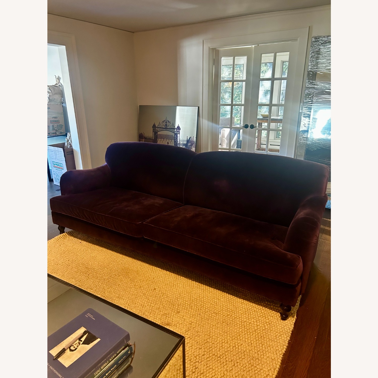 Purple Velvet 3 Seater Sofa - image-3