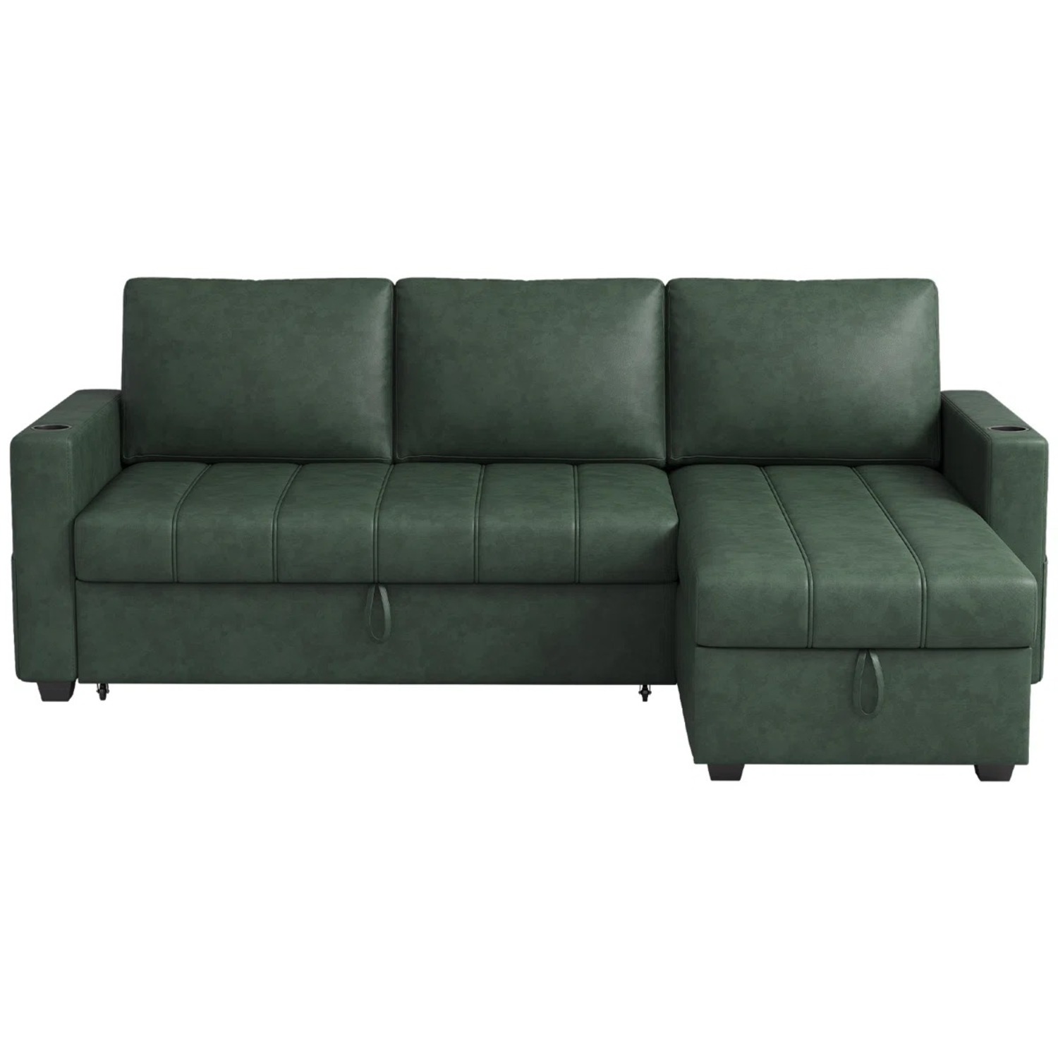 Green Faux Leather 2 Piece Sectional - image-1