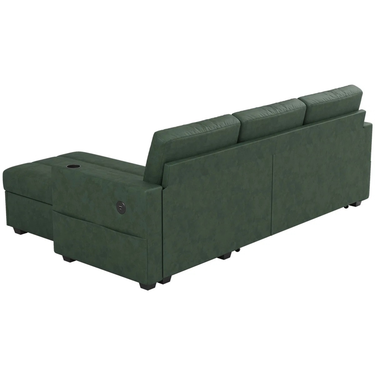 Green Faux Leather 2 Piece Sectional - image-2