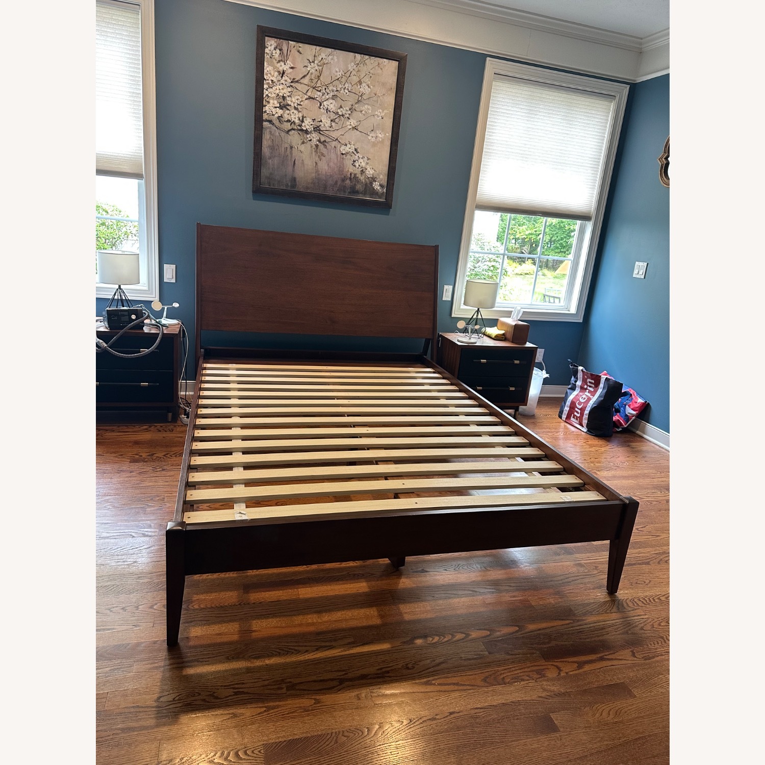 West Elm Wright Dark Brown Wood Queen Bed - image-1