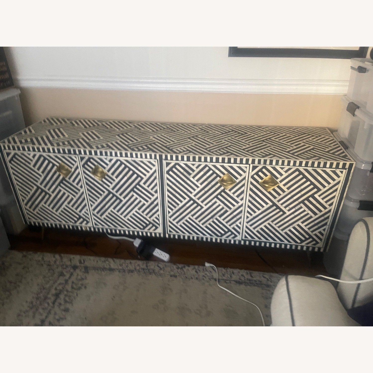 Anthropologie Optical Inlay Marble Sideboard - image-2