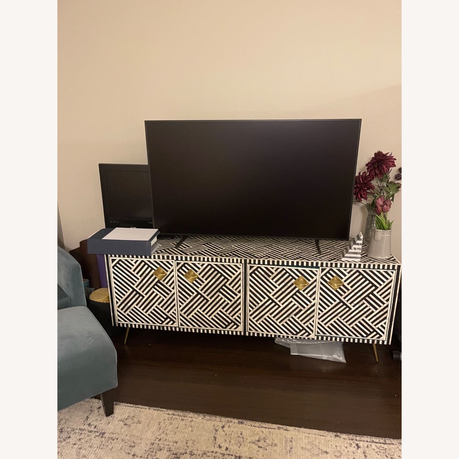 Anthropologie Optical Inlay Marble Sideboard - image-1
