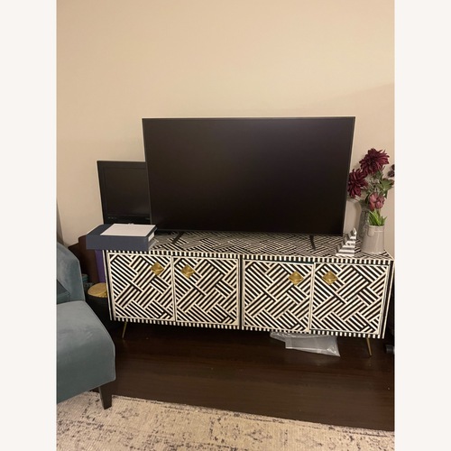 Used Anthropologie Optical Inlay Marble Sideboard for sale on AptDeco