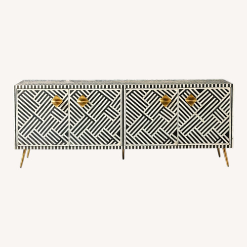 Used Anthropologie Optical Inlay Marble Sideboard for sale on AptDeco