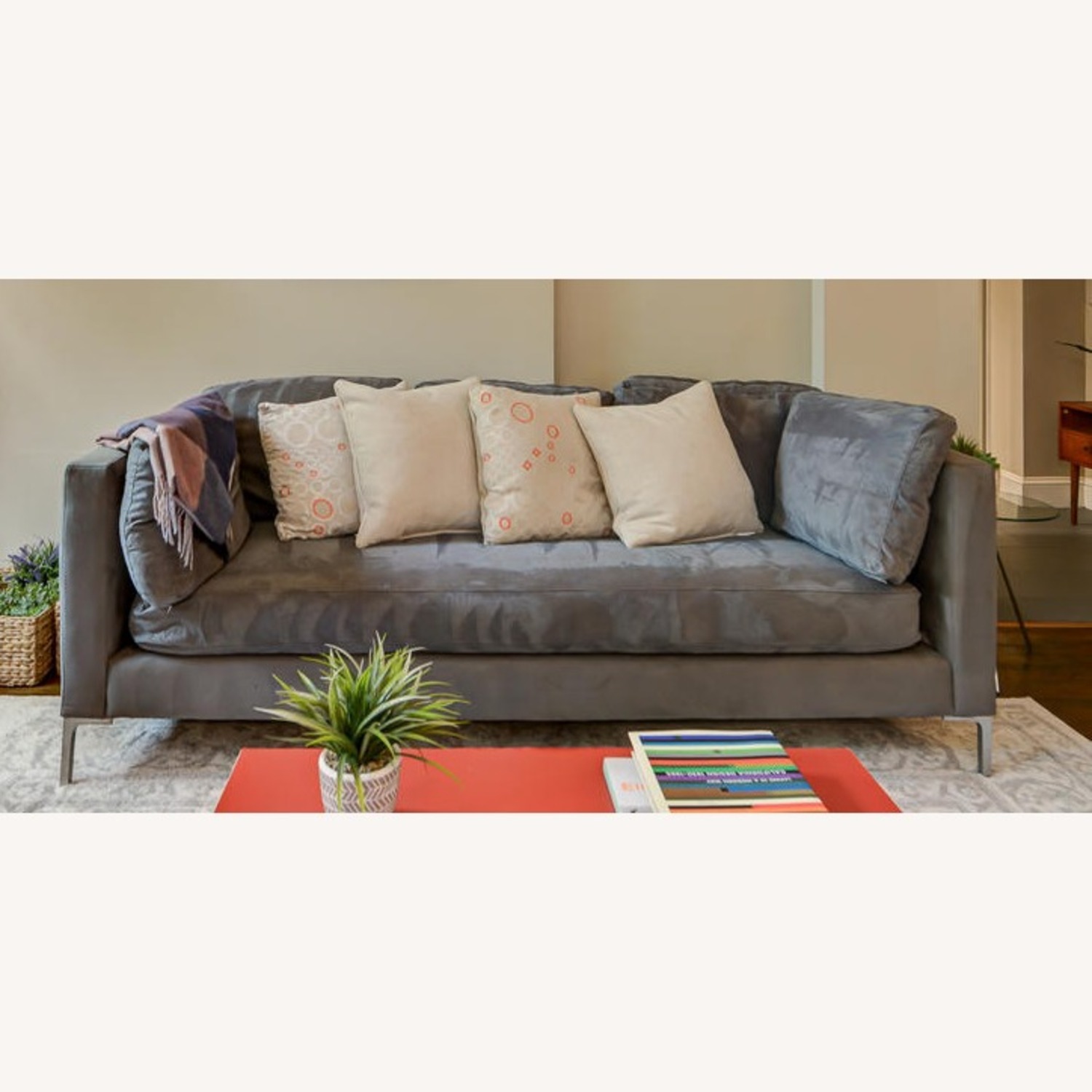 Crate & Barrel Light Gray Fabric 3+ Seater Sofa - image-1