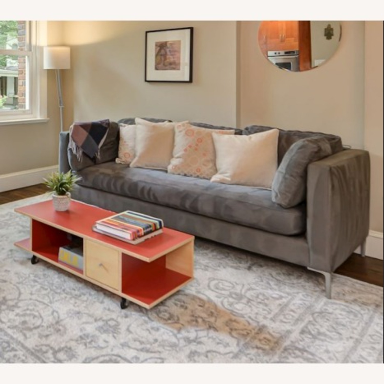 Crate & Barrel Light Gray Fabric 3+ Seater Sofa - image-2