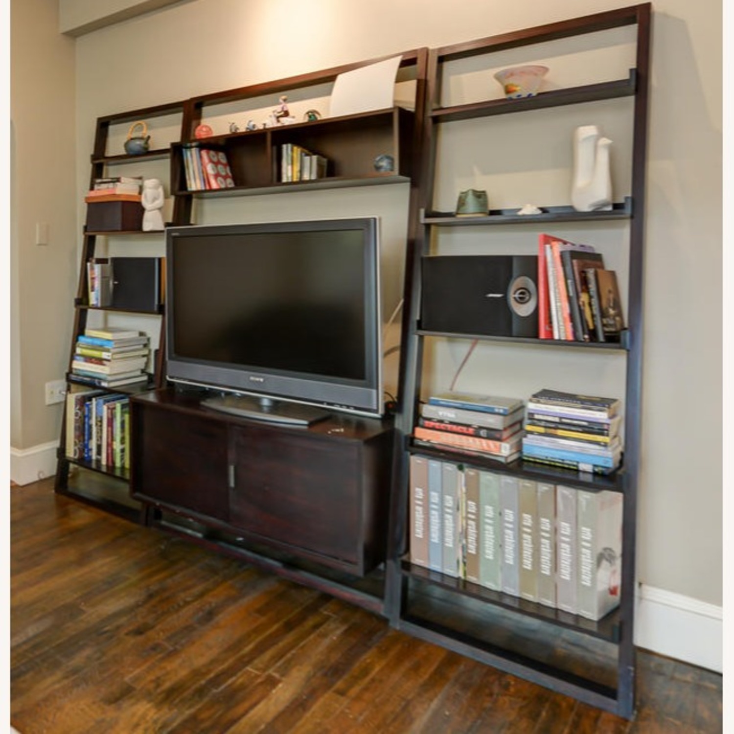 Crate & Barrel Sloane Dark Brown Wood Media Storage - image-2