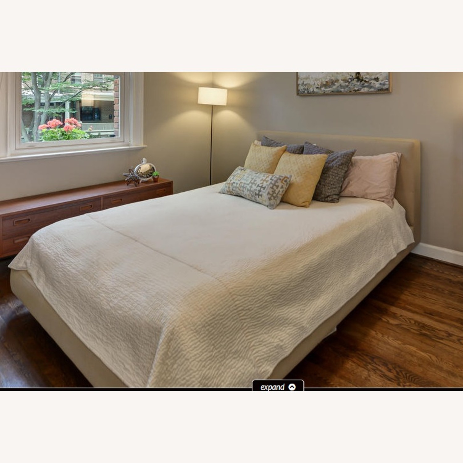 Crate & Barrel Tate Natural Fabric Queen Bed - image-1