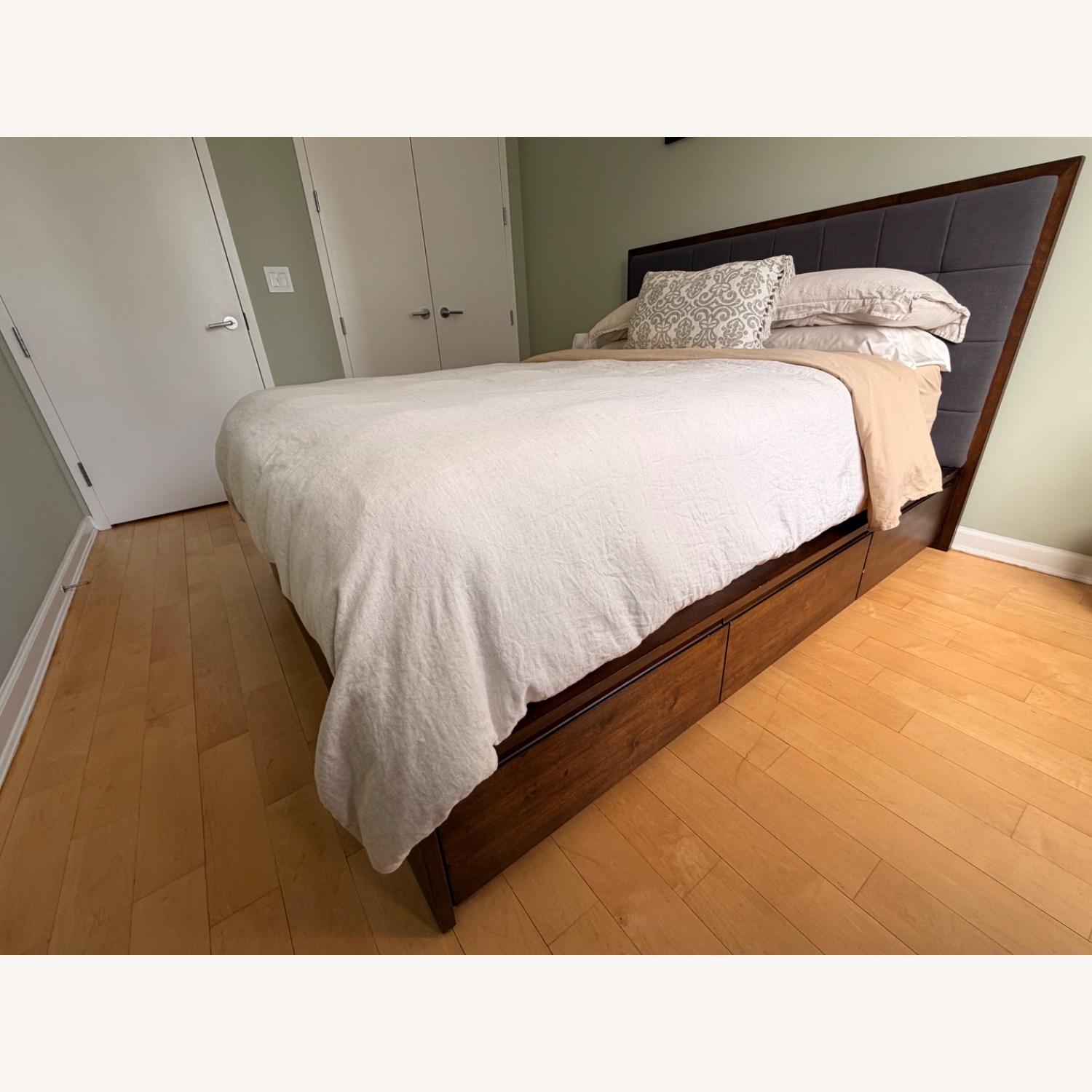 Crate & Barrel Hayden Smoke Queen Storage Bed - image-4