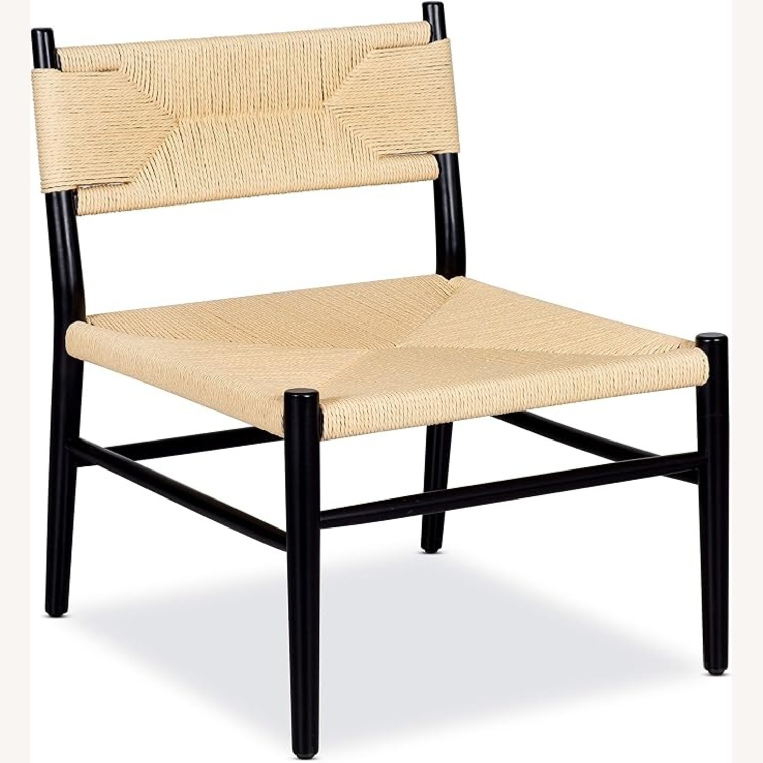 Natural Wood Accent Chair - Black and Tan - image-4