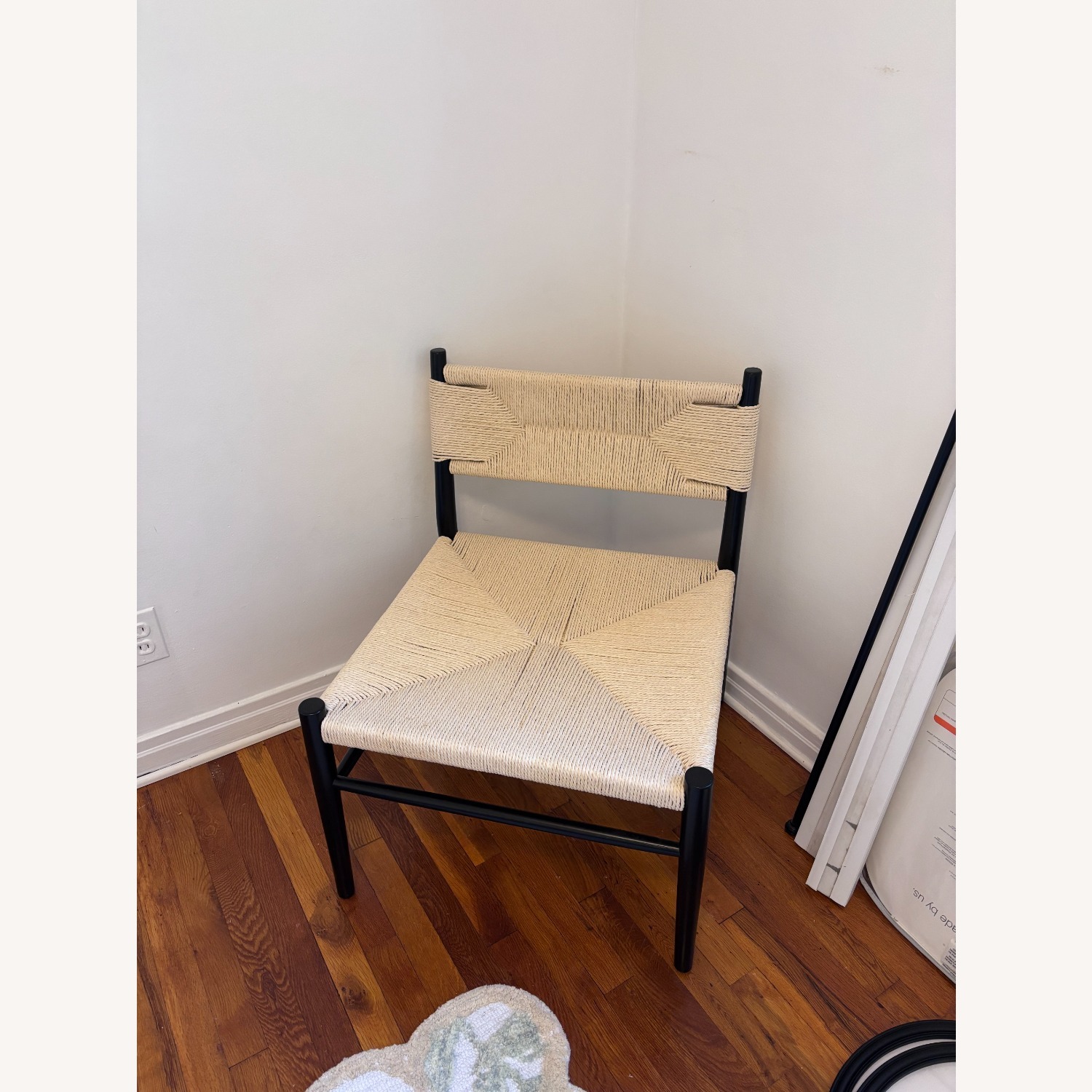 Natural Wood Accent Chair - Black and Tan - image-3