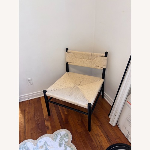 Used Natural Wood Accent Chair - Black and Tan for sale on AptDeco