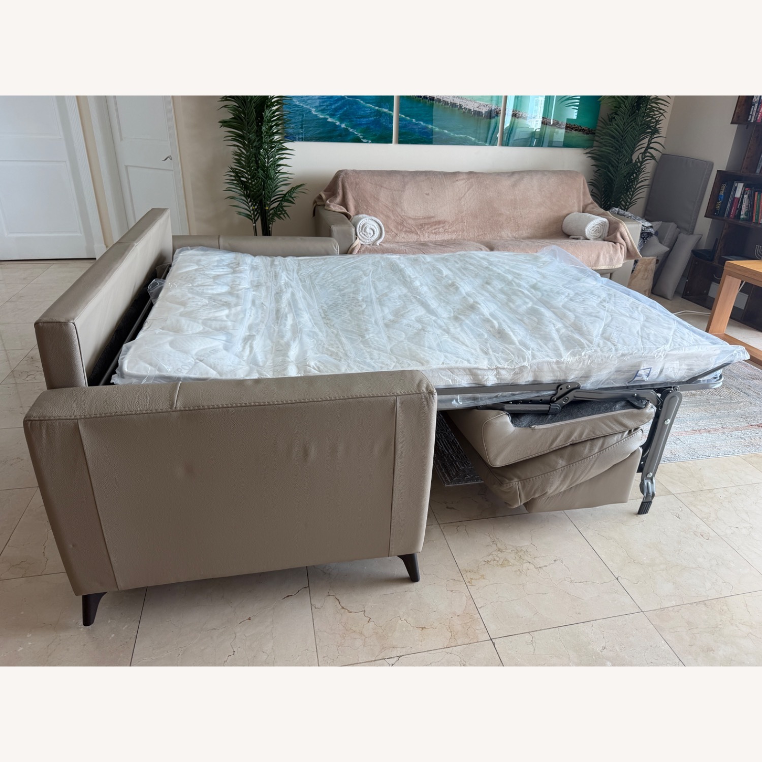 Light Brown Sleeper Sofa - image-5