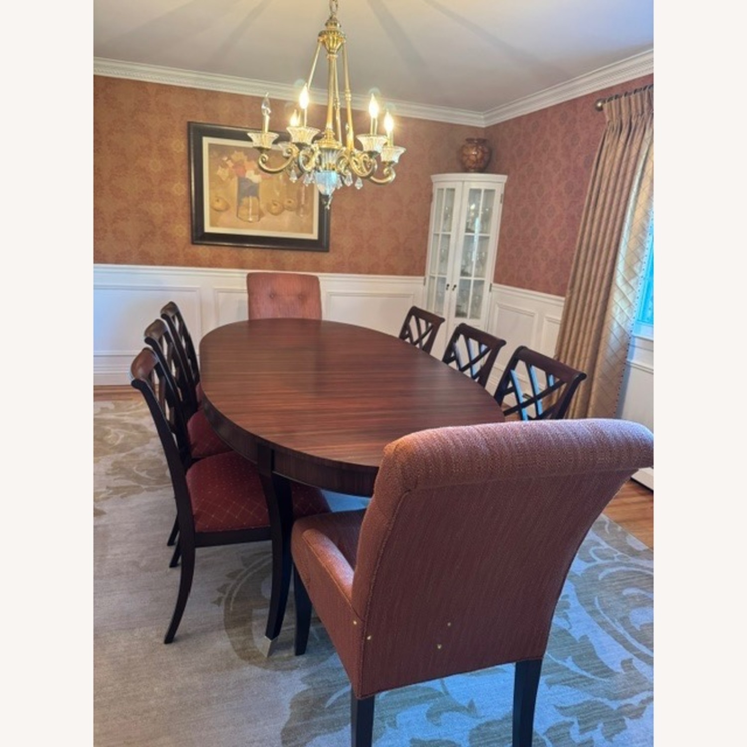 Ethan Allen Dark Brown Dining Table W 8 Chairs - image-1