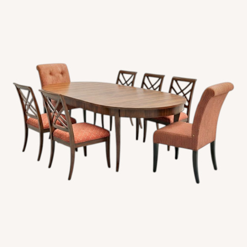 Used Ethan Allen Dark Brown Dining Table W 8 Chairs for sale on AptDeco