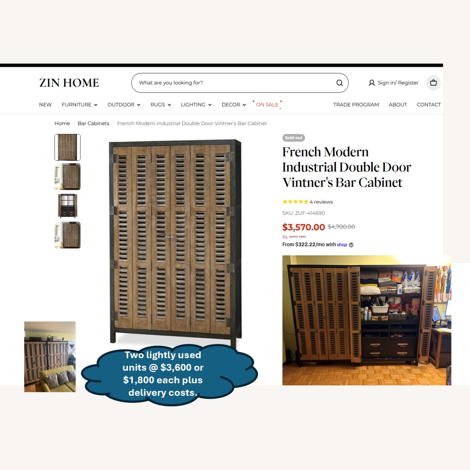 Zin Home Brown Wood Armoire - image-7