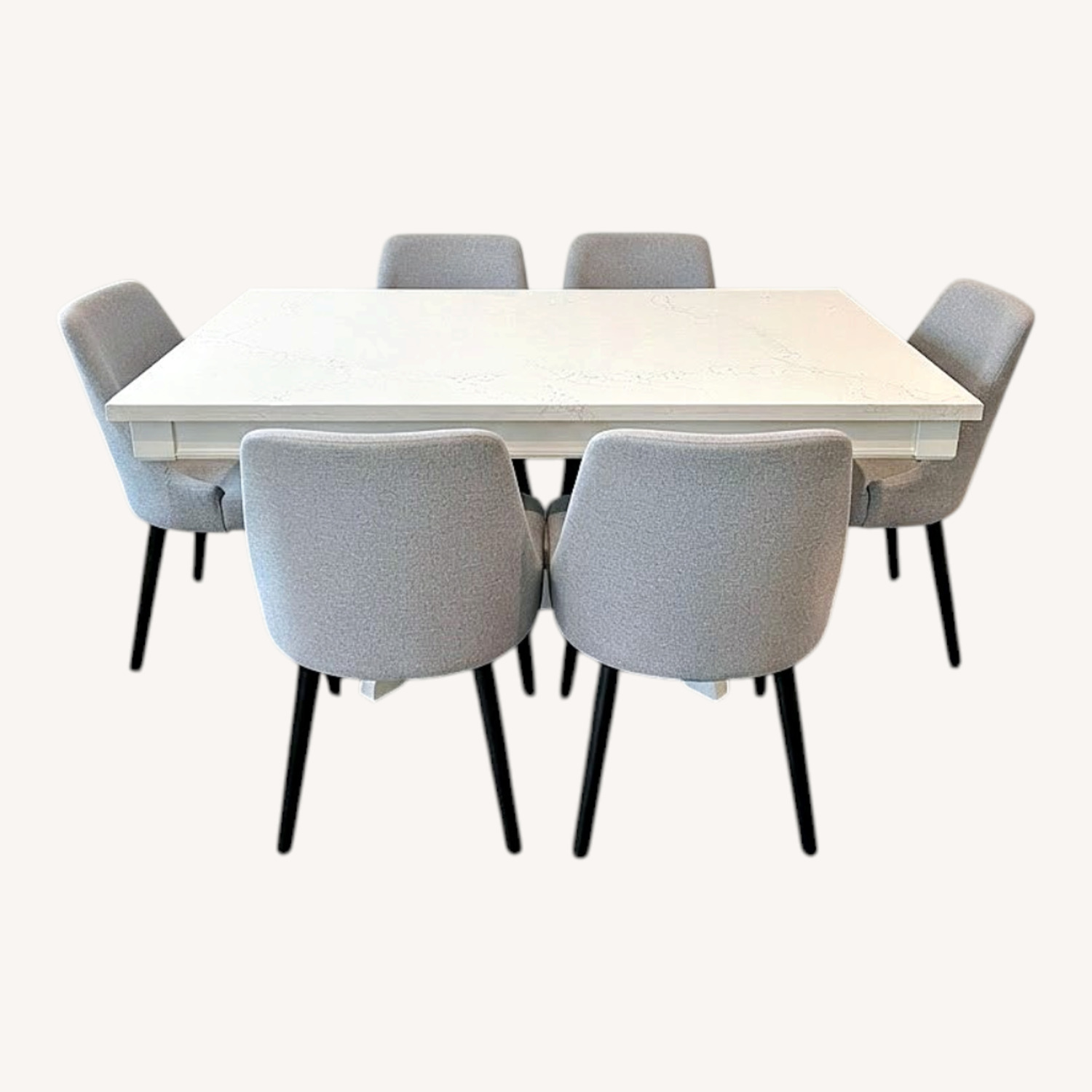 Quartz Table Top W Wood Bottom and 4 Chairs - image-0