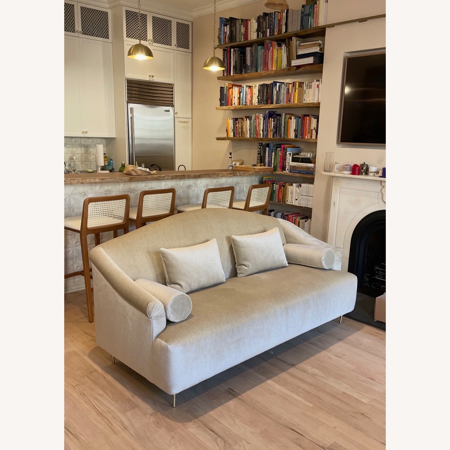 Light Brown Fabric 2 Seater Sofa - image-3
