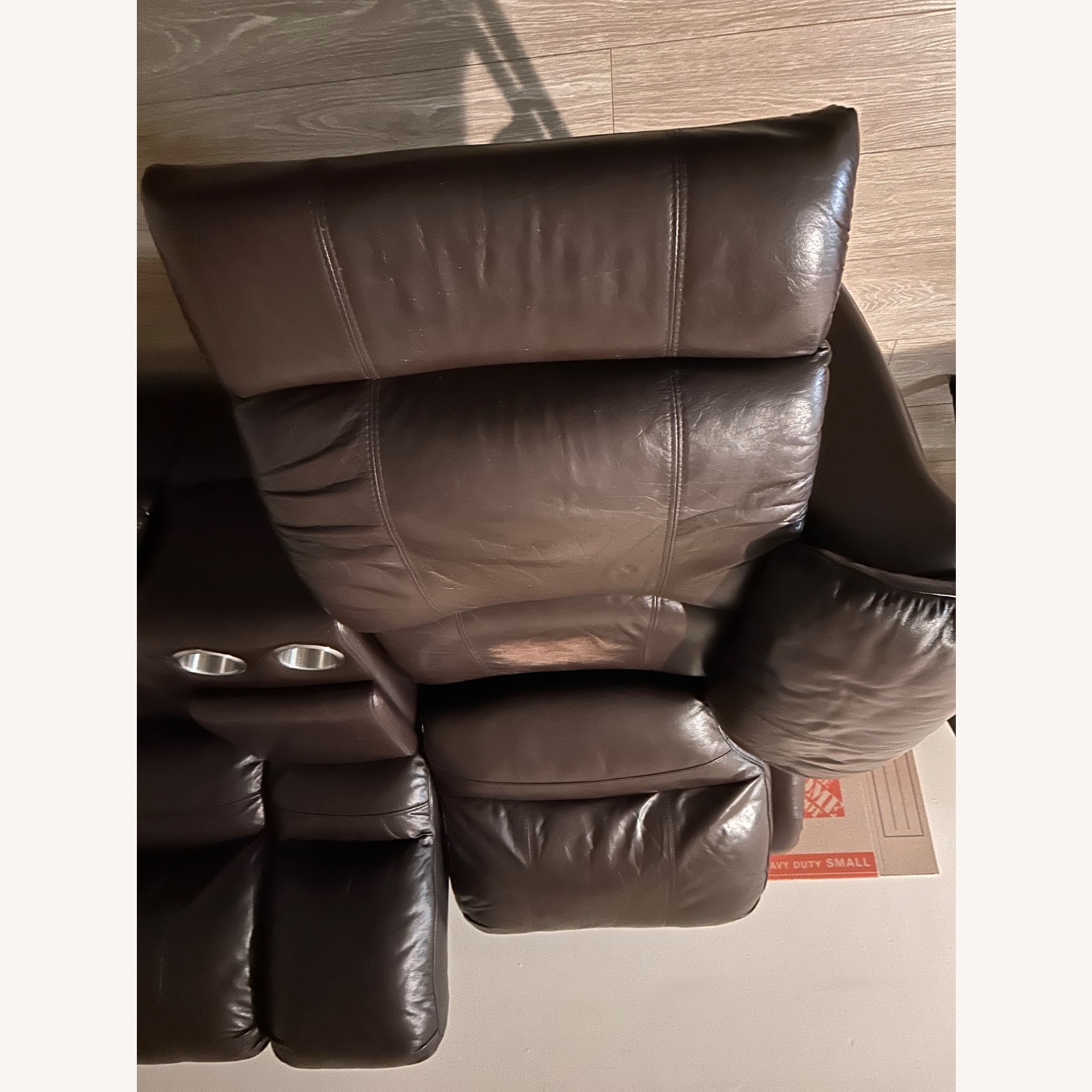 Brown Leather Reclining Sofa - image-3
