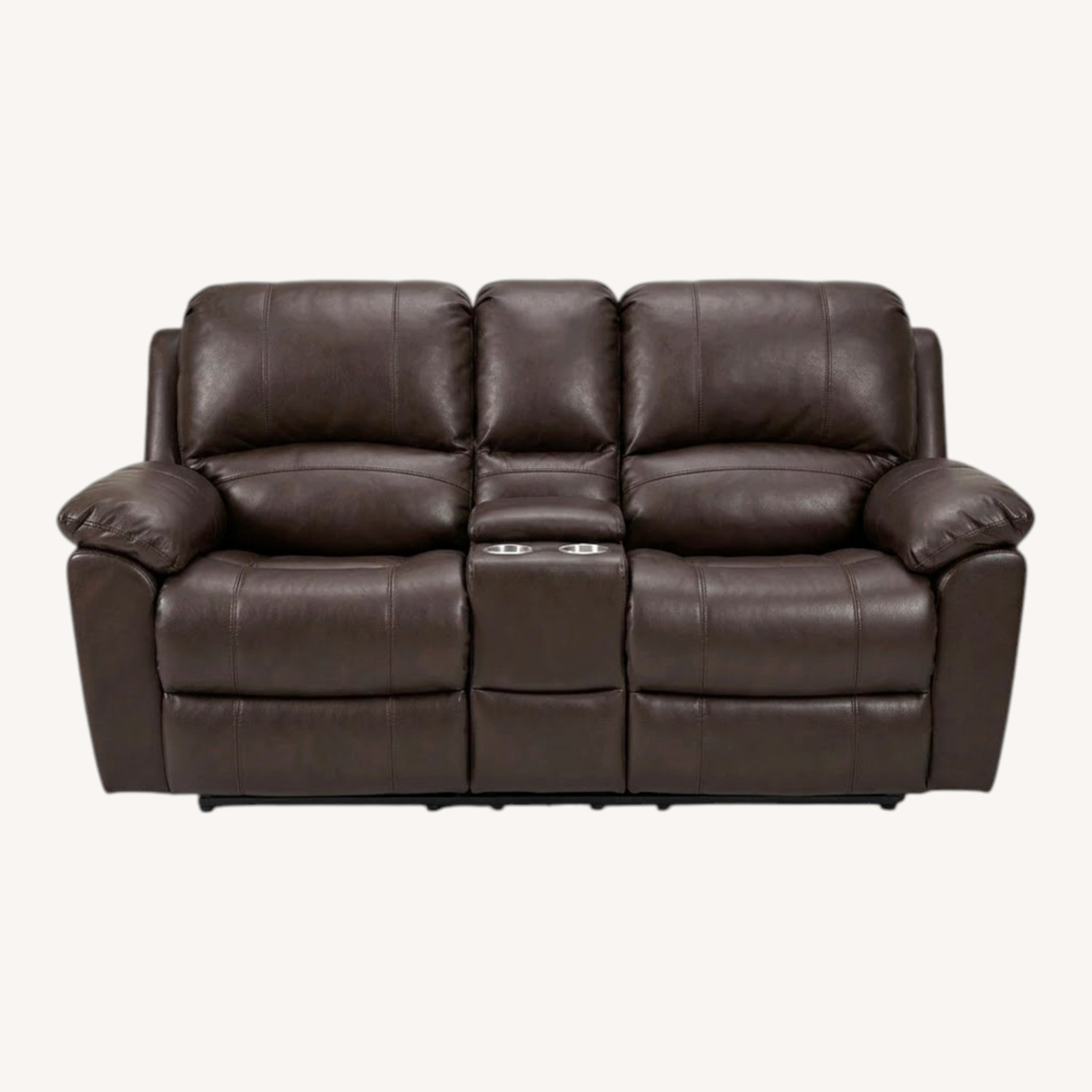 Brown Leather Reclining Sofa - image-0