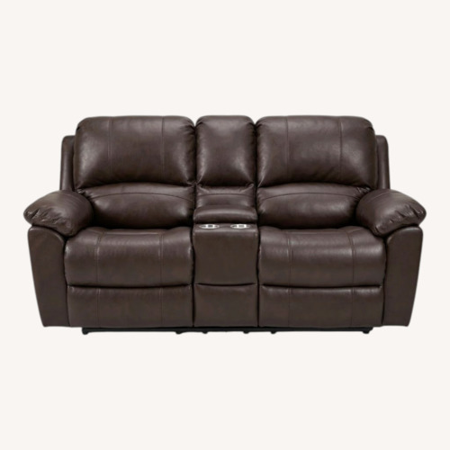 Used Brown Leather Reclining Sofa for sale on AptDeco