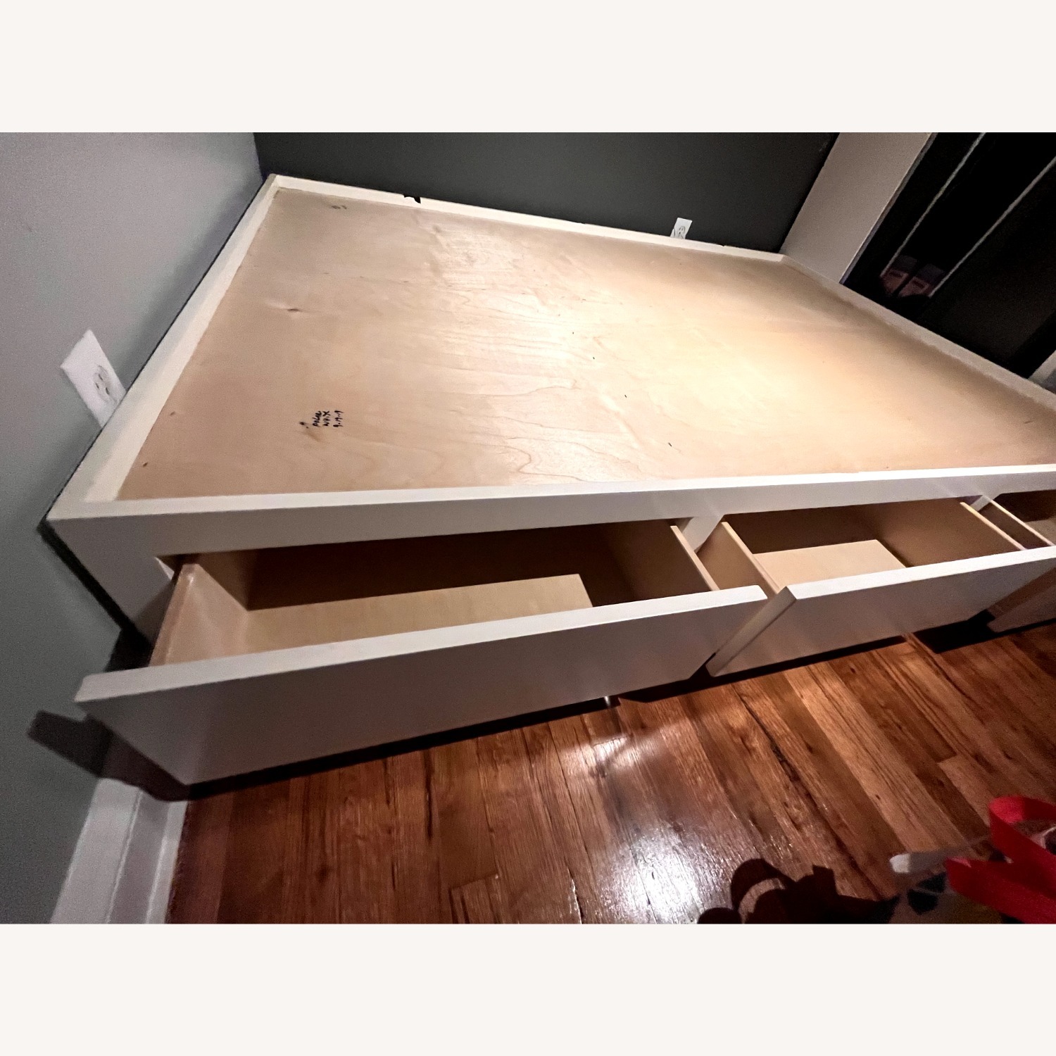 Solid Birch Bed Frame W 6 Drawers (White) - image-4