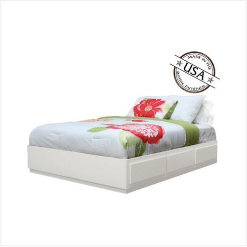 Used Solid Birch Bed Frame W 6 Drawers (White) for sale on AptDeco