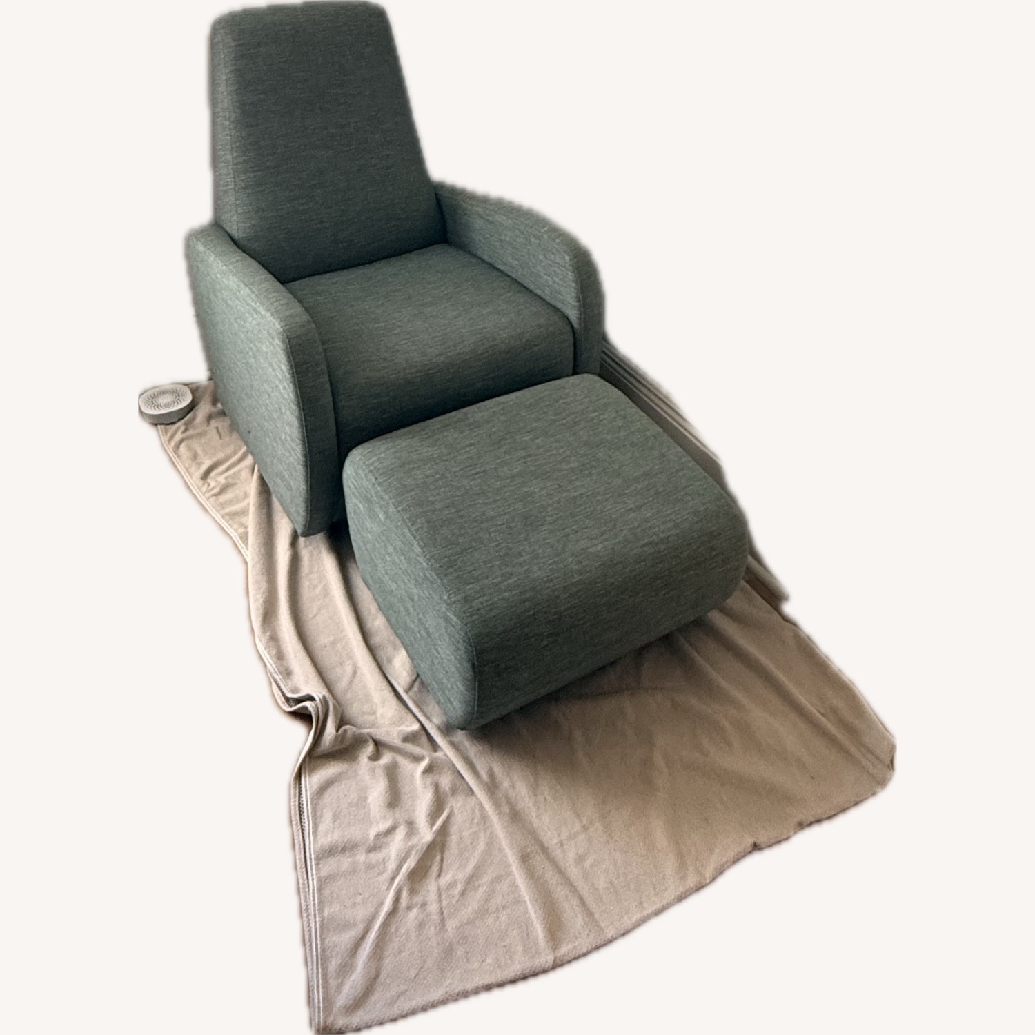 Green Cotton Nursing Chair with Ottomon  - image-3