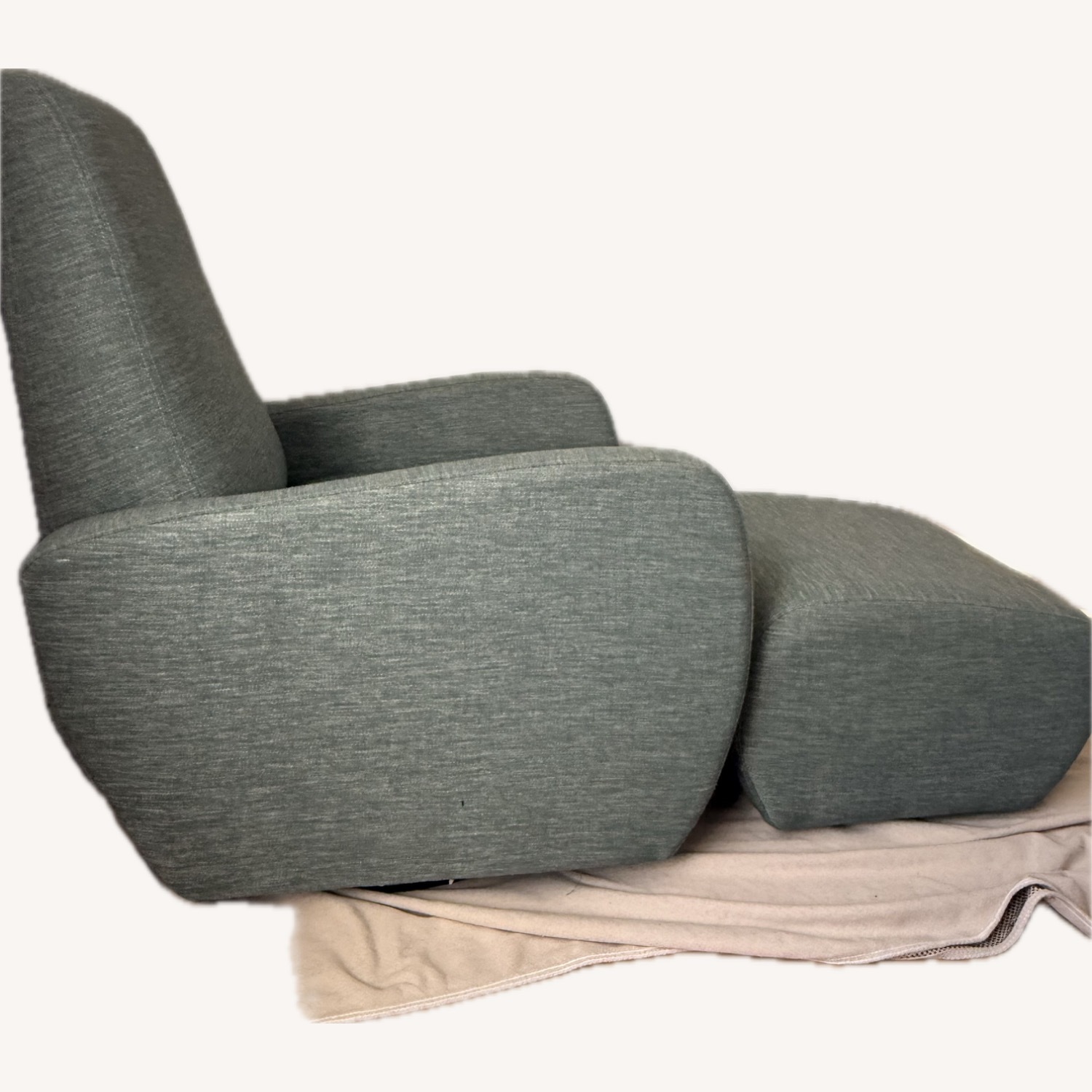 Green Cotton Nursing Chair with Ottomon  - image-2