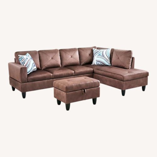 Used Dark Brown Linen 2 Piece Sectional for sale on AptDeco