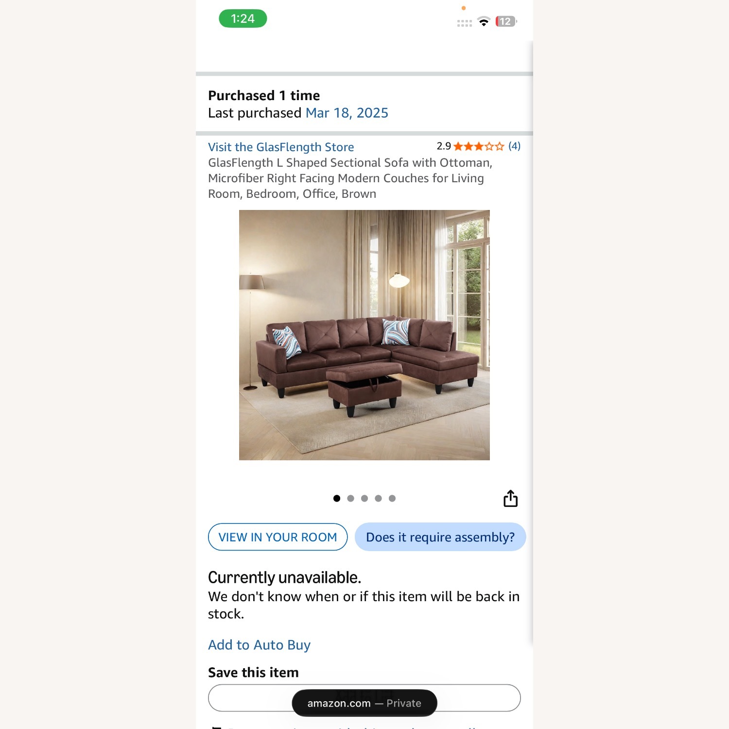 Dark Brown Linen 2 Piece Sectional - image-3
