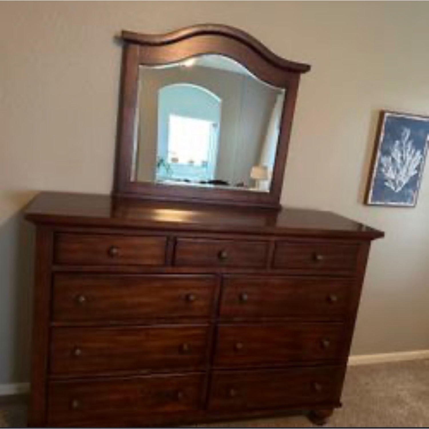Dark Brown Wood Dresser - image-2