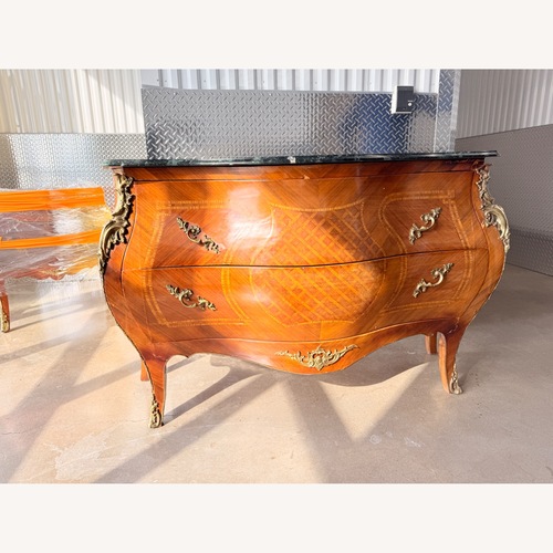 Used Louis XV Style Bombe Chest Dresser Marble Top for sale on AptDeco