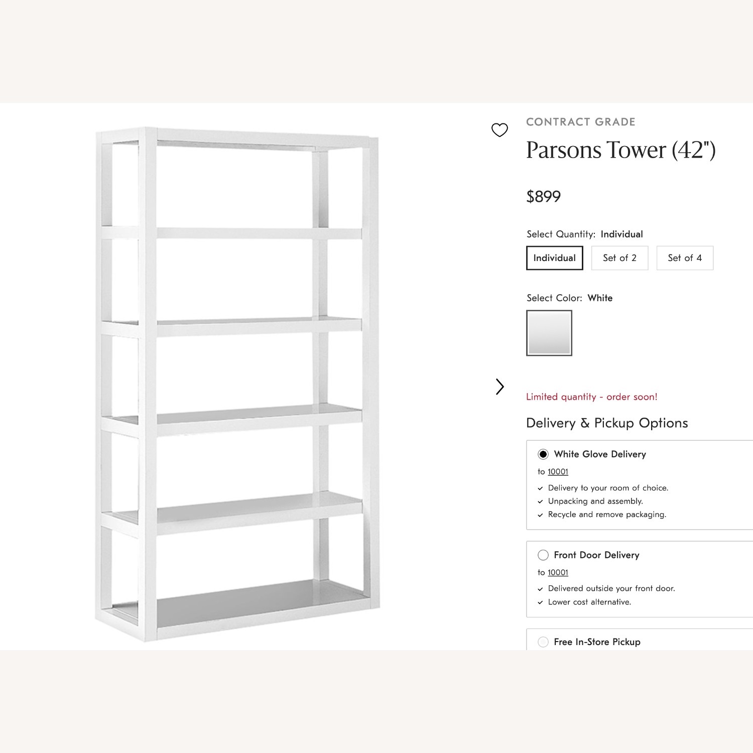 West Elm White Parsons Tower Bookcase - image-2