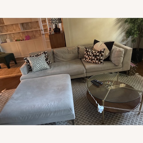 Used West Elm Natural Velvet 2 Piece Sectional for sale on AptDeco