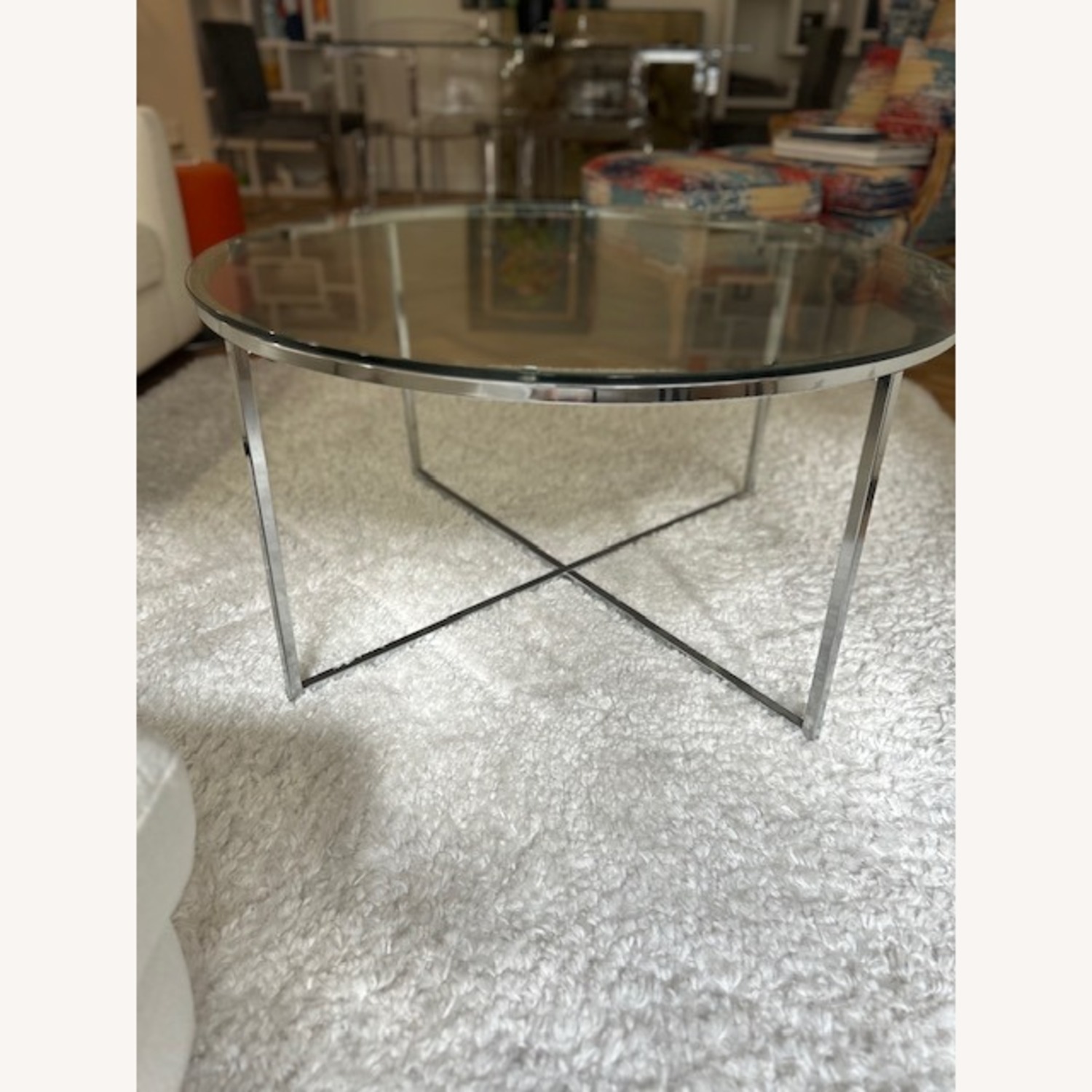 Glass and Chrome Coffee Table - image-2