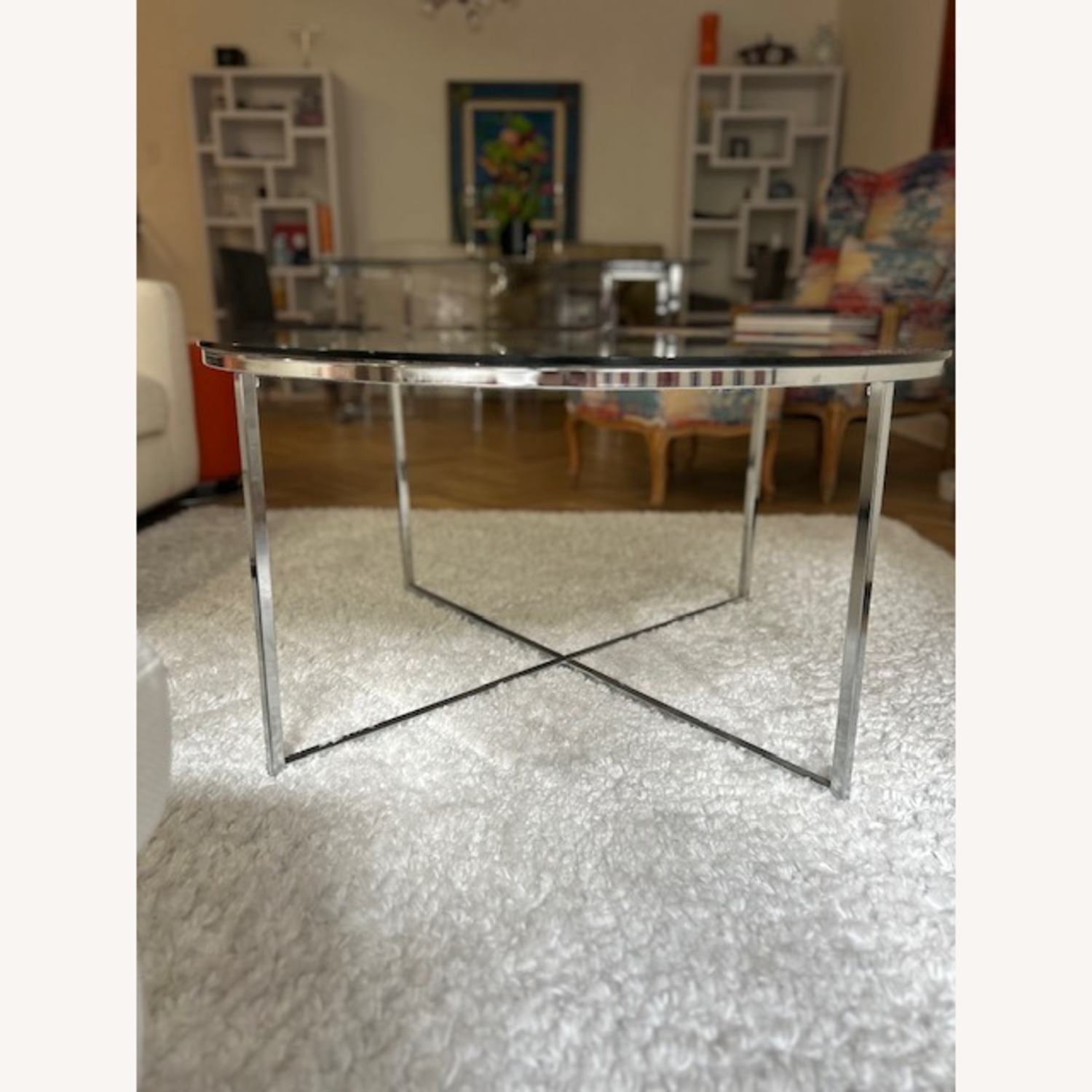 Glass and Chrome Coffee Table - image-3