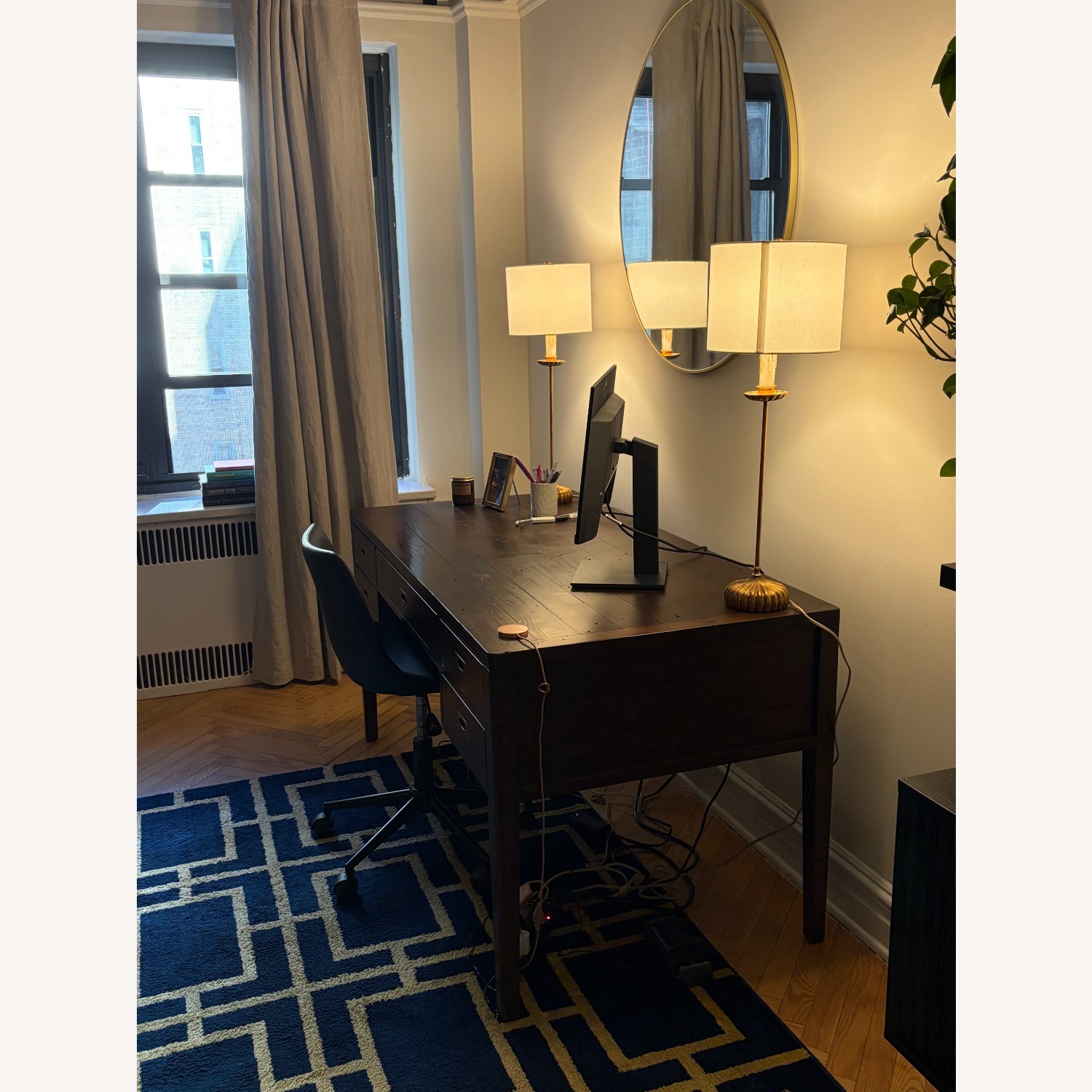 Crate & Barrel Dark Brown Wood Desk - image-3