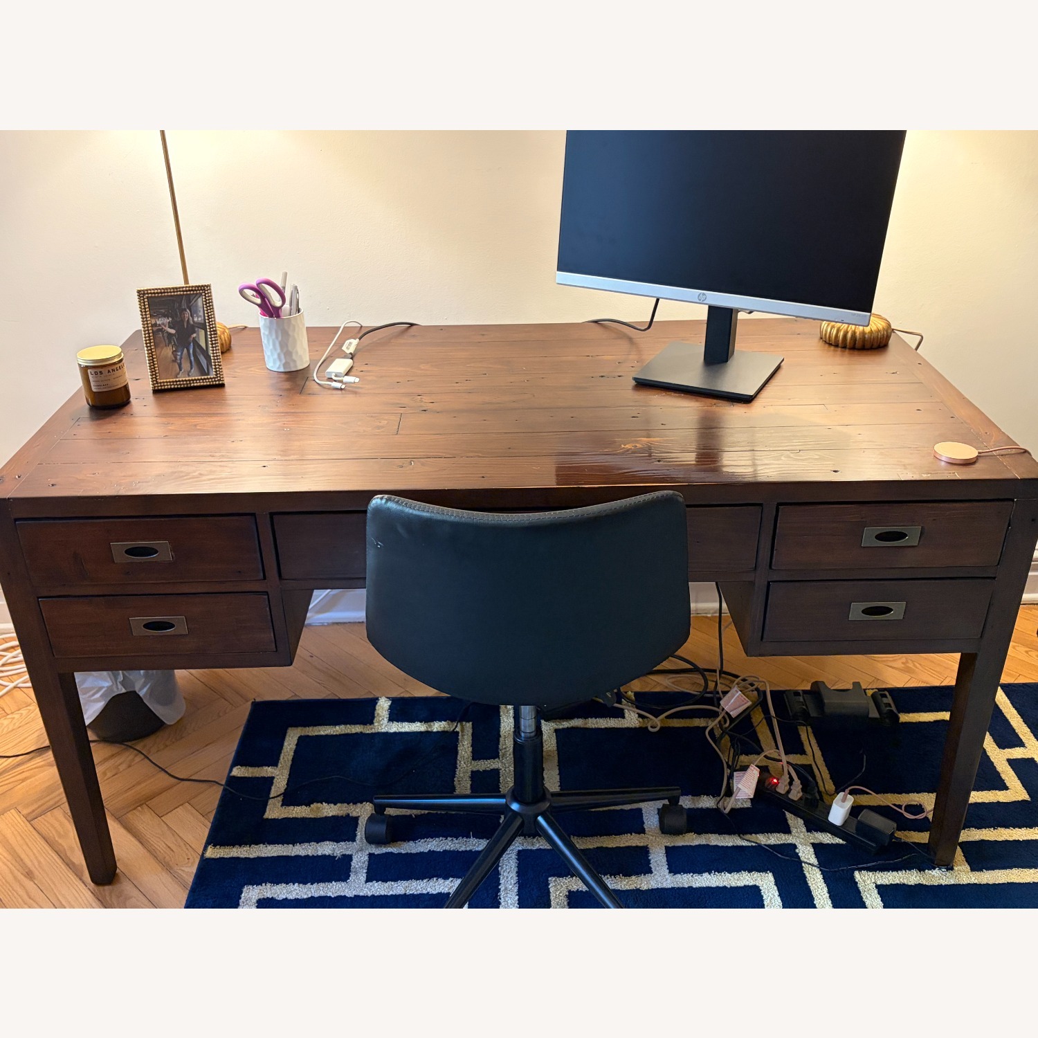 Crate & Barrel Dark Brown Wood Desk - image-1