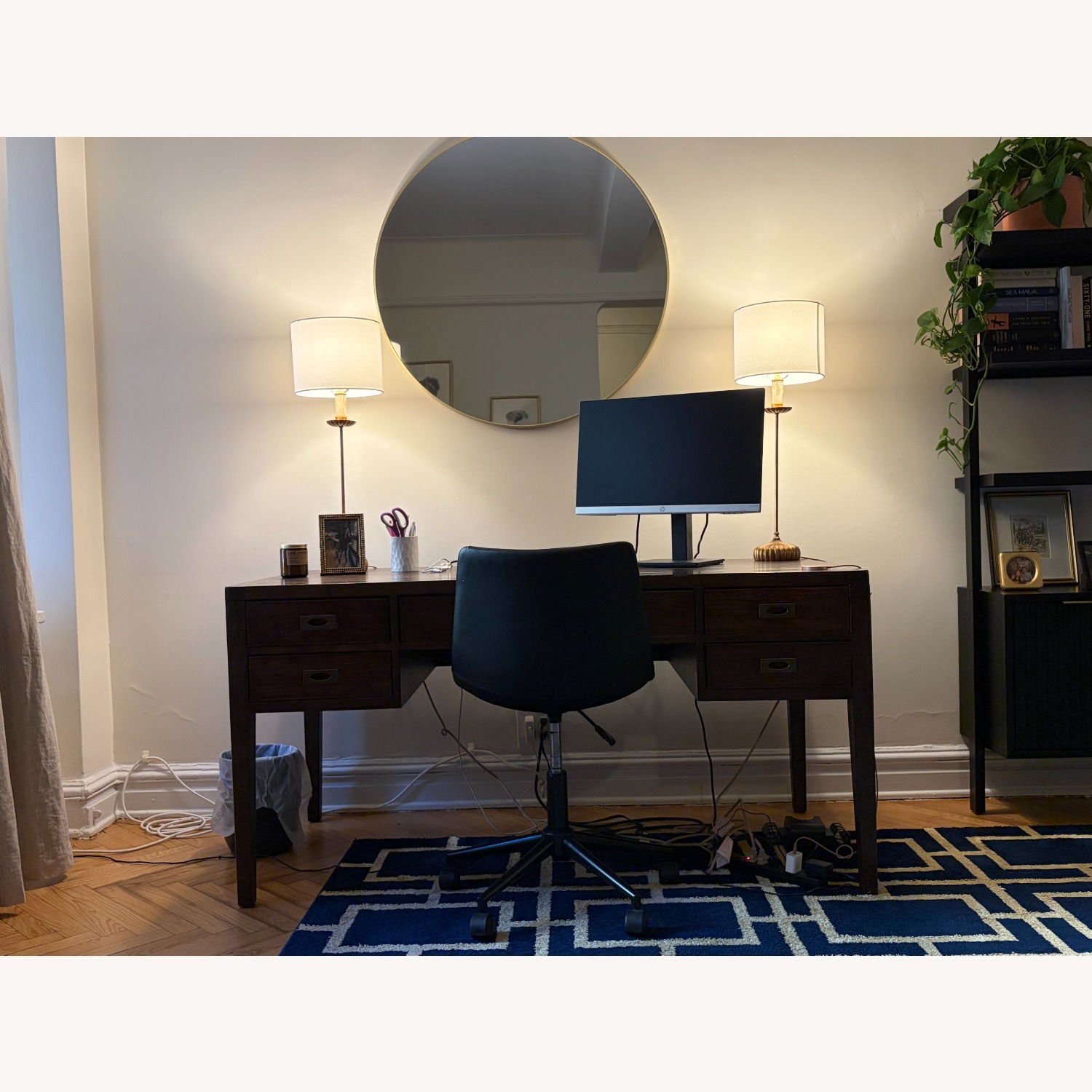 Crate & Barrel Dark Brown Wood Desk - image-2