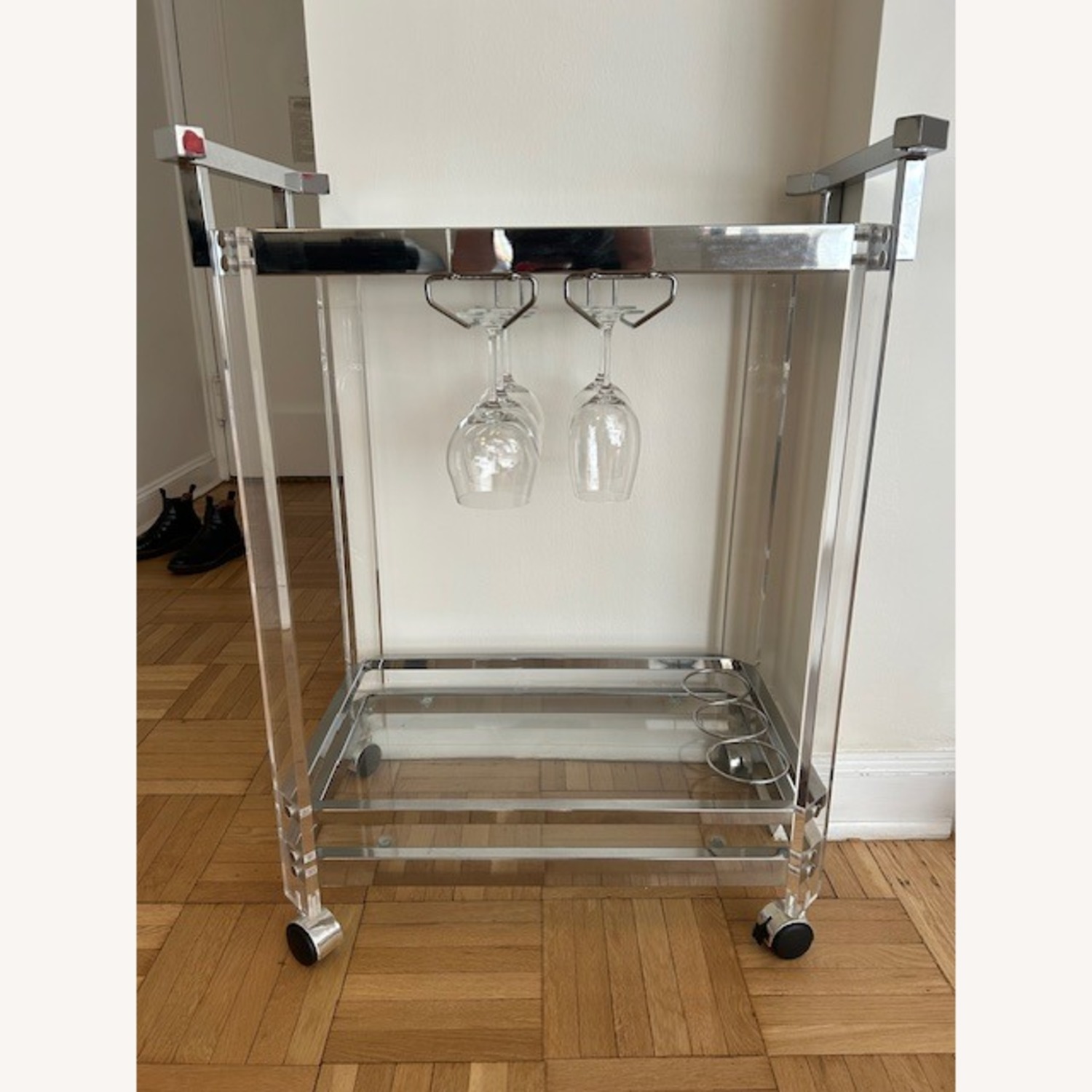 Glass and Chrome Bar Cart - image-1