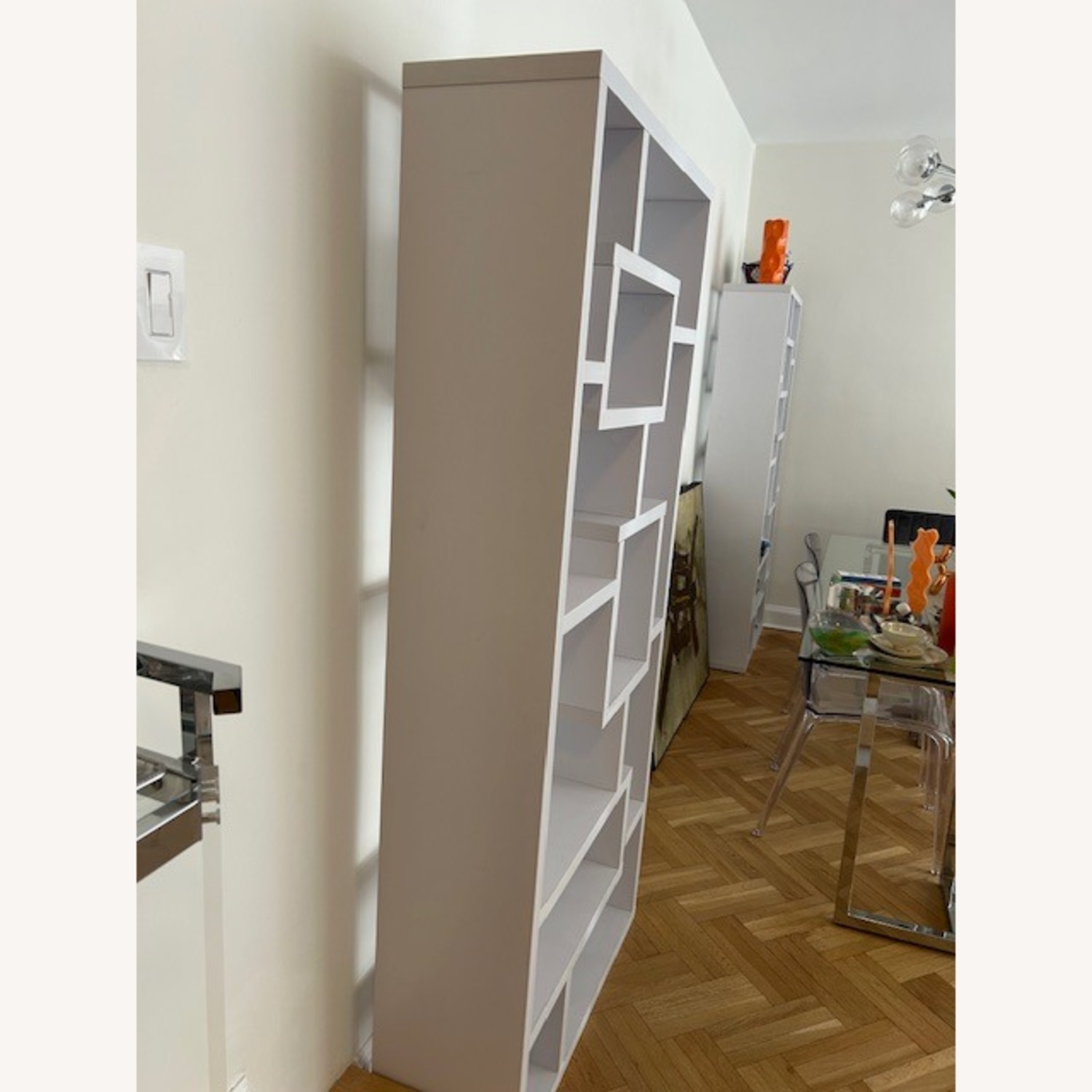 Set of 2 Modern White Bookcases - image-2